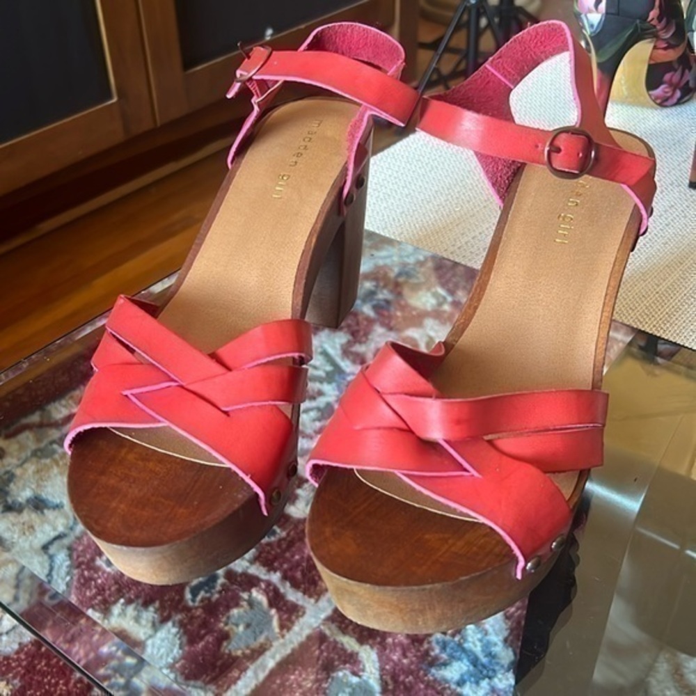 Madden Girl Red Leather Platform Sandals